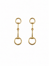 Gold Plated Equestrian Bit Drop Post Earrings - Broken horn