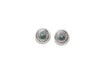 Silver Stamped Post Concho Earring w/ Turquoise Accent - Broken horn