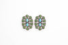 Turquoise and Green Oval Cluster Post Earring - Broken horn