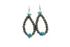Turquoise & Melon Bead Teardrop Earrings - Broken horn