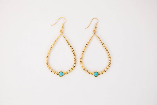 White Gold Plated Hammered Teardrop Earring on Fishook - Broken horn