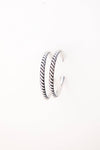 White Gold Plated Hoop Earring with Twist Detailing - Broken horn