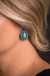 Elongated Turquoise Post Earring - Broken horn