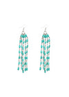 Green Beaded Tassel Earring - Broken horn