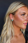 Oval Flower Concho Post Earring w/ Turquoise Accent - Broken horn