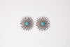Silver Conco Burst Post Earrings w/ Turquoise Accent - Broken horn