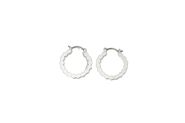 Silver Matte Scalloped Hoop Earring - Broken horn