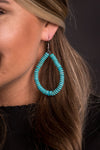 Turq Rondel Teardrop Earring - Broken horn