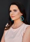 Turq Rondel Teardrop Earring - Broken horn