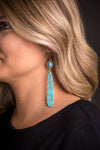 Turquoise Slab Earring on Fishhook - Broken horn