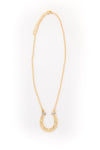 Gold Plated Horse Shoe Necklace with Rhinestone - Broken horn