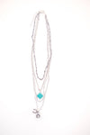 Gold Plated Layered Chain Necklace w/ Western Charms - Broken horn