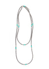 Silver Disc Bead Necklace w/Green Turquoise Beaded Accent - Broken horn