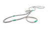 Silver Disc Bead Necklace w/Green Turquoise Beaded Accent - Broken horn