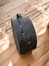 Black Full Grain Leather Hat Case - Broken horn