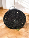 Black Full Grain Leather Hat Case - Broken horn