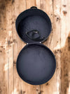 Black Full Grain Leather Hat Case - Broken horn