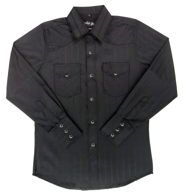 Boy's Tone/Tone Black Snap Shirt - Broken horn
