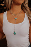Layered Turquoise Lariat Necklace - Broken horn
