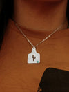Turquoise Cactus Cattle Tag Necklace - Broken horn