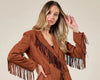 Faux Suede Fringed Blazer - Broken horn