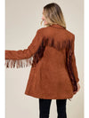 Faux Suede Fringed Blazer - Broken horn