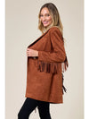 Faux Suede Fringed Blazer - Broken horn