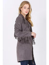 Faux Suede Fringed Blazer - Broken horn