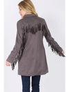 Faux Suede Fringed Blazer - Broken horn