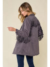 Faux Suede Fringed Blazer - Broken horn