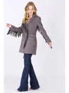 Faux Suede Fringed Blazer - Broken horn
