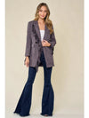 Faux Suede Fringed Blazer - Broken horn