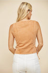 Boho Denim Vest Top with Lace Up Sides - Broken horn