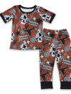 Turquoise Bull Skull Punchy Western Pajamas - Broken horn