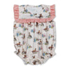 Ruffle horse rodeo western baby girls romper - Broken horn