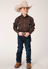 Roper Boys Shirt Amarillo All Over Prints Chocolate Agave Brown