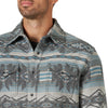 Wrangler Mens Retro Premium Jacquard Snap Shirt - Dark Shadows