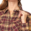 Wrangler Womens Essential Shirt - Tan/Burgundy