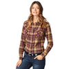 Wrangler Womens Essential Shirt - Tan/Burgundy