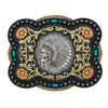 Nocona Rectangle Indian Chief Skull Buckle