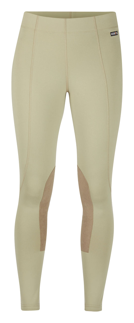 Flow Rise Knee Patch Performance Tights - Tan