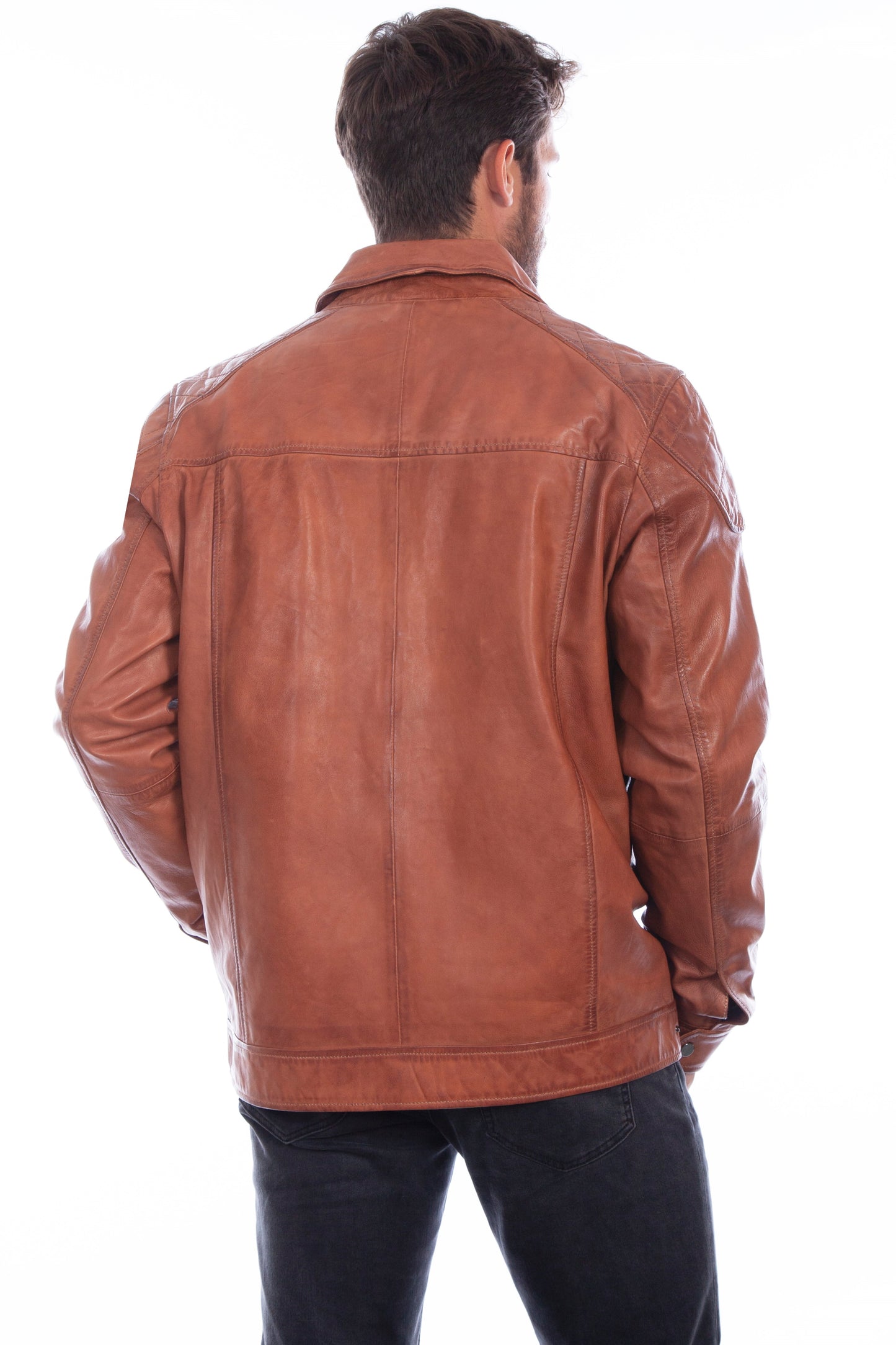 Scully Zip Front Leather Jacket - Brown