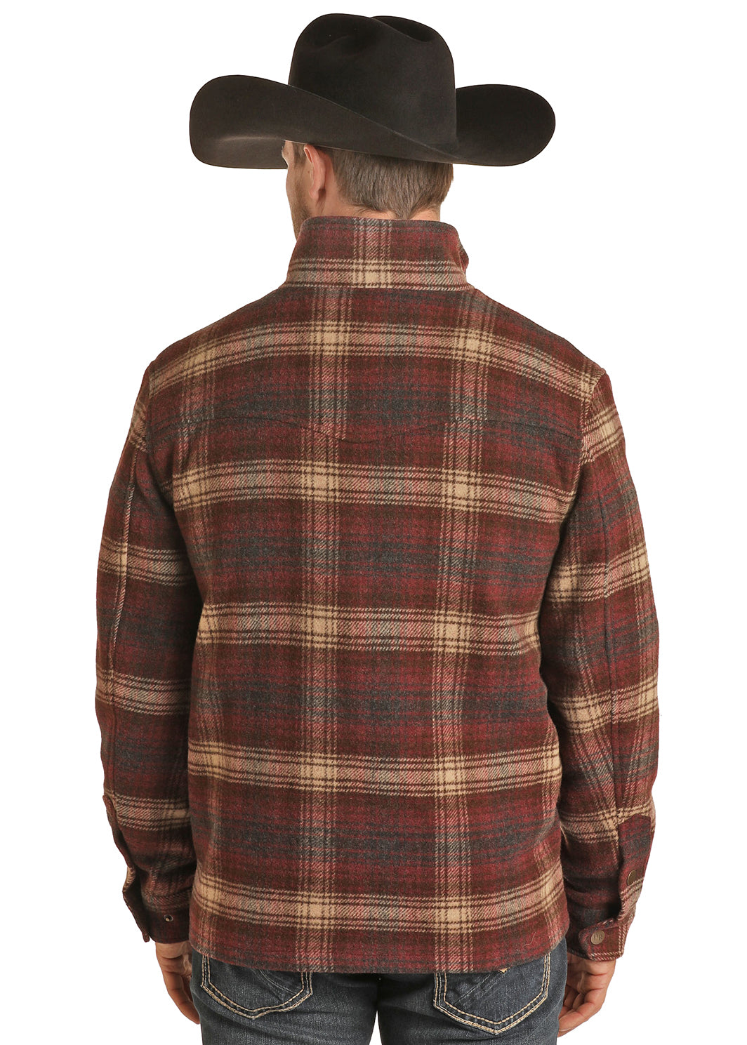 Panhandle Men's Wool Coat Jacket - Red Plaid