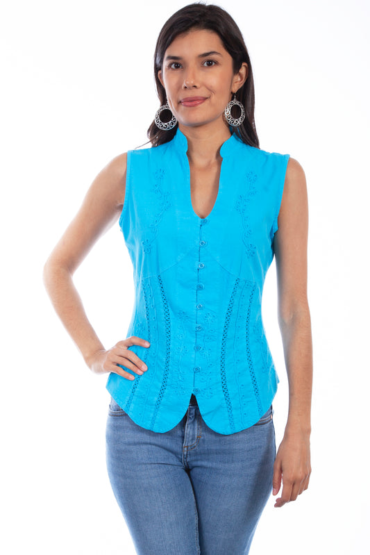 Sleeveless Blouse Peruvian Cotton - Turquoise