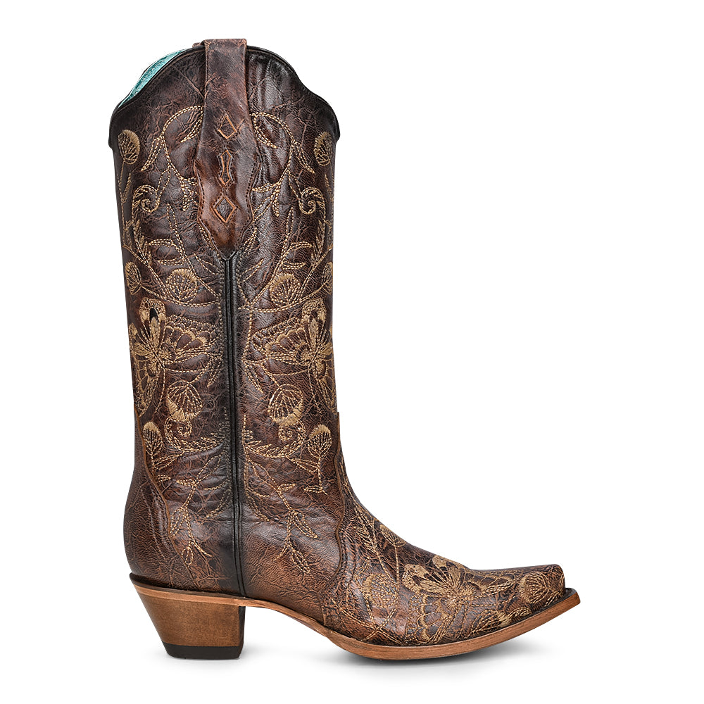 Corral Ladies  Embroidery Chocolate Snip Toe Boot