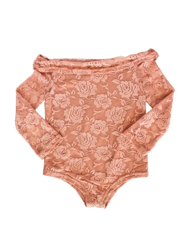 Beatrix Off Shoulder Leotard Rose Taupe - Broken horn