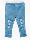 Roxie Slashed Leggings - Light Denim - Broken horn