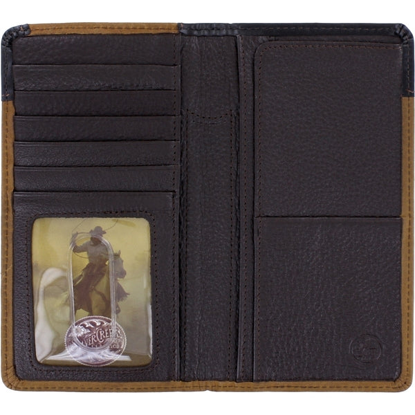 Brighton Collectibles LLC copper fenced checkbook wallet with checkbook slot and metal accents, stylish and functional accessory.