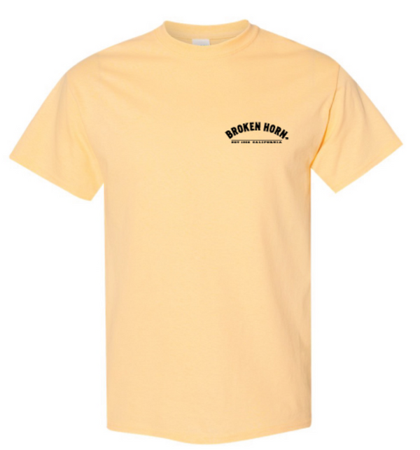 Unisex Broken Horn T-shirt featuring a broken horn half-circle logo on the front, casual and stylish graphic tee.