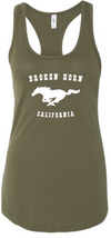 Broken Horn Tank Racerback Mustang Military Green - Broken horn